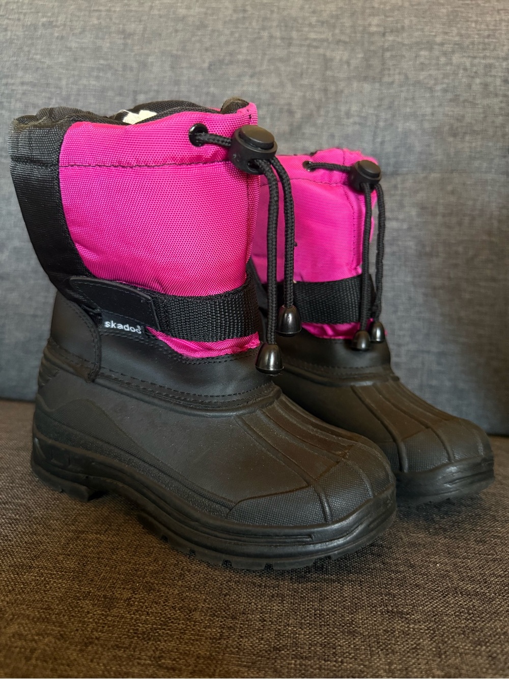 Kids Insulated Winter Boots - Pink & Black